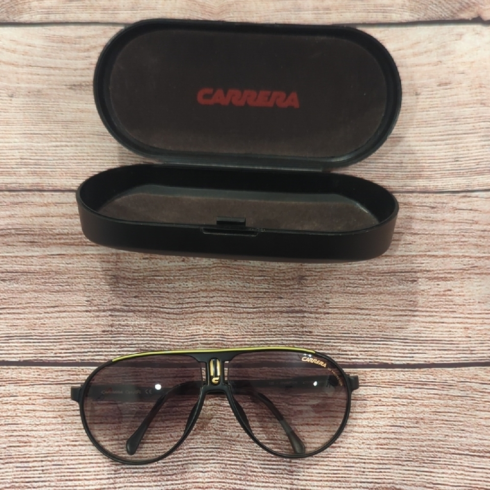 Carrera Black and Gold Aviator Sunglasses